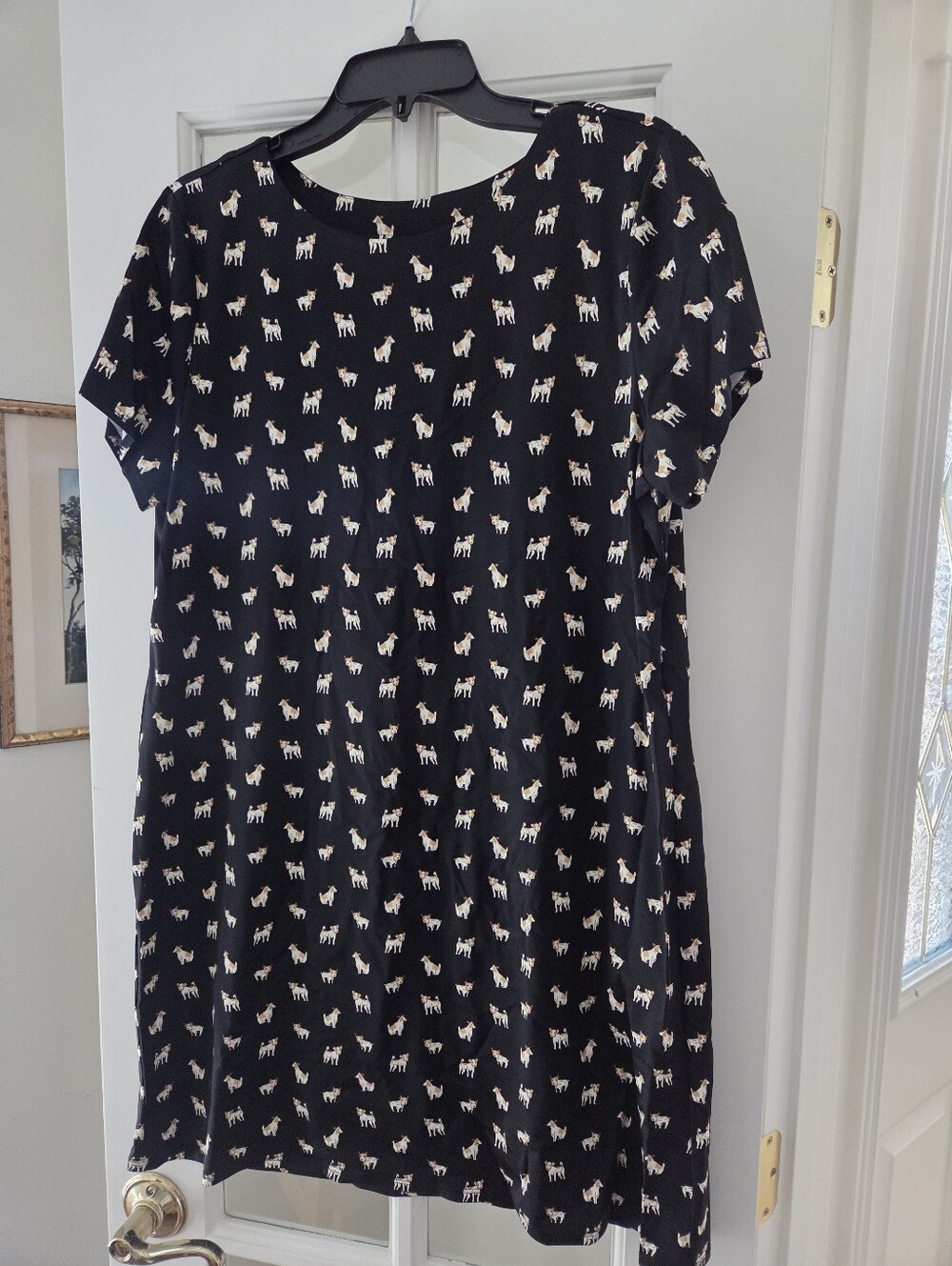 NWT Jude Connally Ella Dress Jack Russell Party Print Black Size Large Whimsical